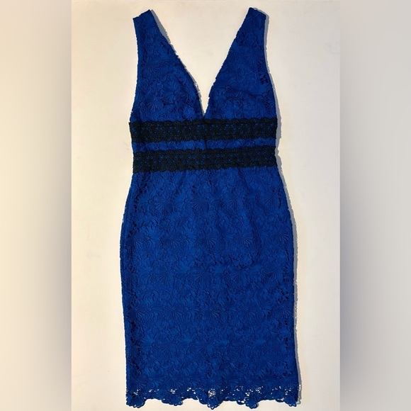 Diane von Furstenberg Viera Embroidered Lace Dress Cobalt Blue 10 pencil slim - Picture 8 of 9